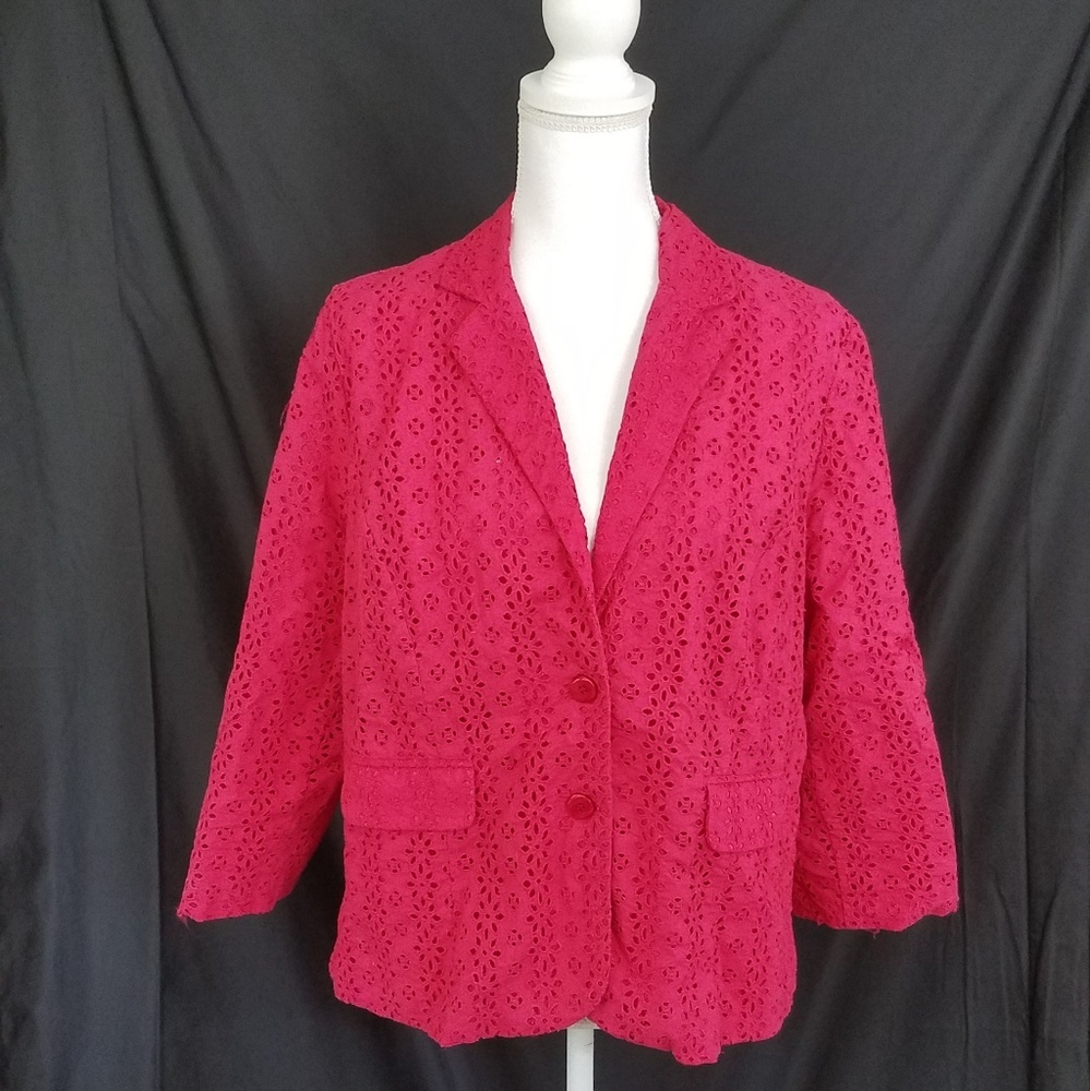 Oscar Women's 16W Pink Eyelet Blazer